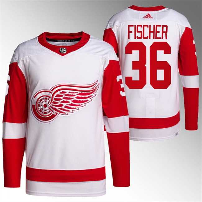 Mens Detroit Red Wings #36 Christian Fischer White Stitched Jersey Dzhi->->NHL Jersey